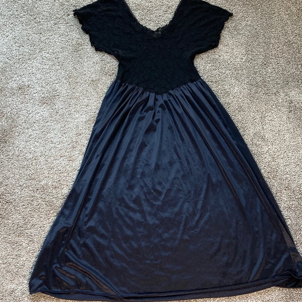 Vintage 80s 90s Cinema Etoile Lace Basque Waist Balletcore Nightgown sz M